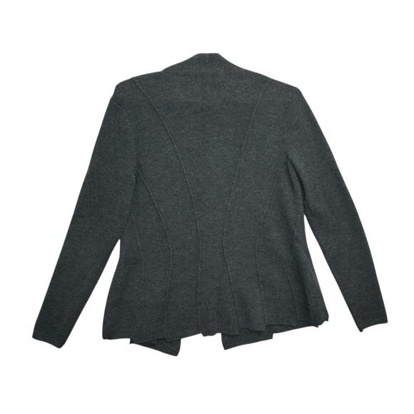 Eileen Fisher Charcoal Gray Open Front Knit Cardigan Sweater Italian Yarn XS - Picture 3 of 3